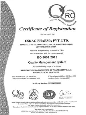 ISO - Quality Management System - Certificate of Registration